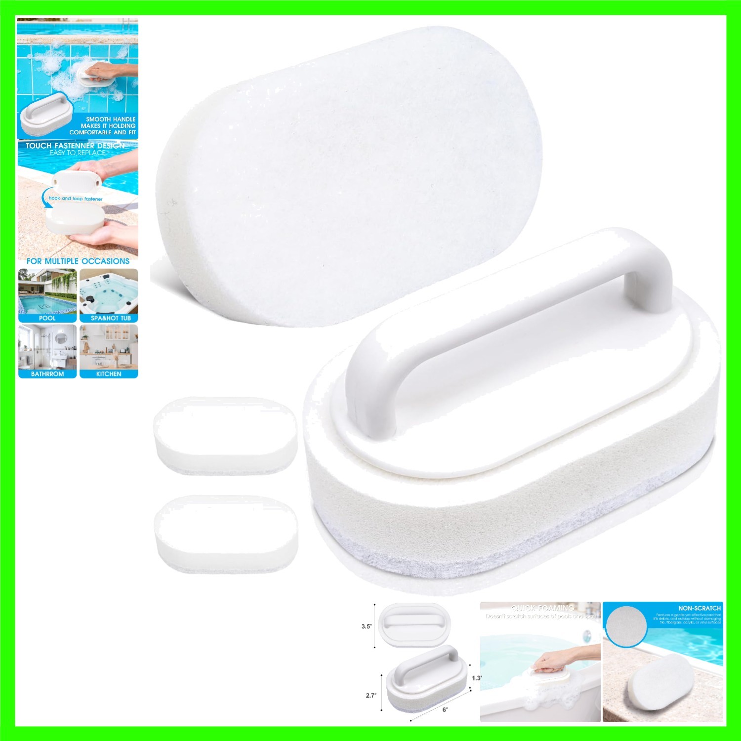 Thickened Handheld Scrub Pad for Hot Tubs, Spas & Pools, Non-Scratch Replacea…