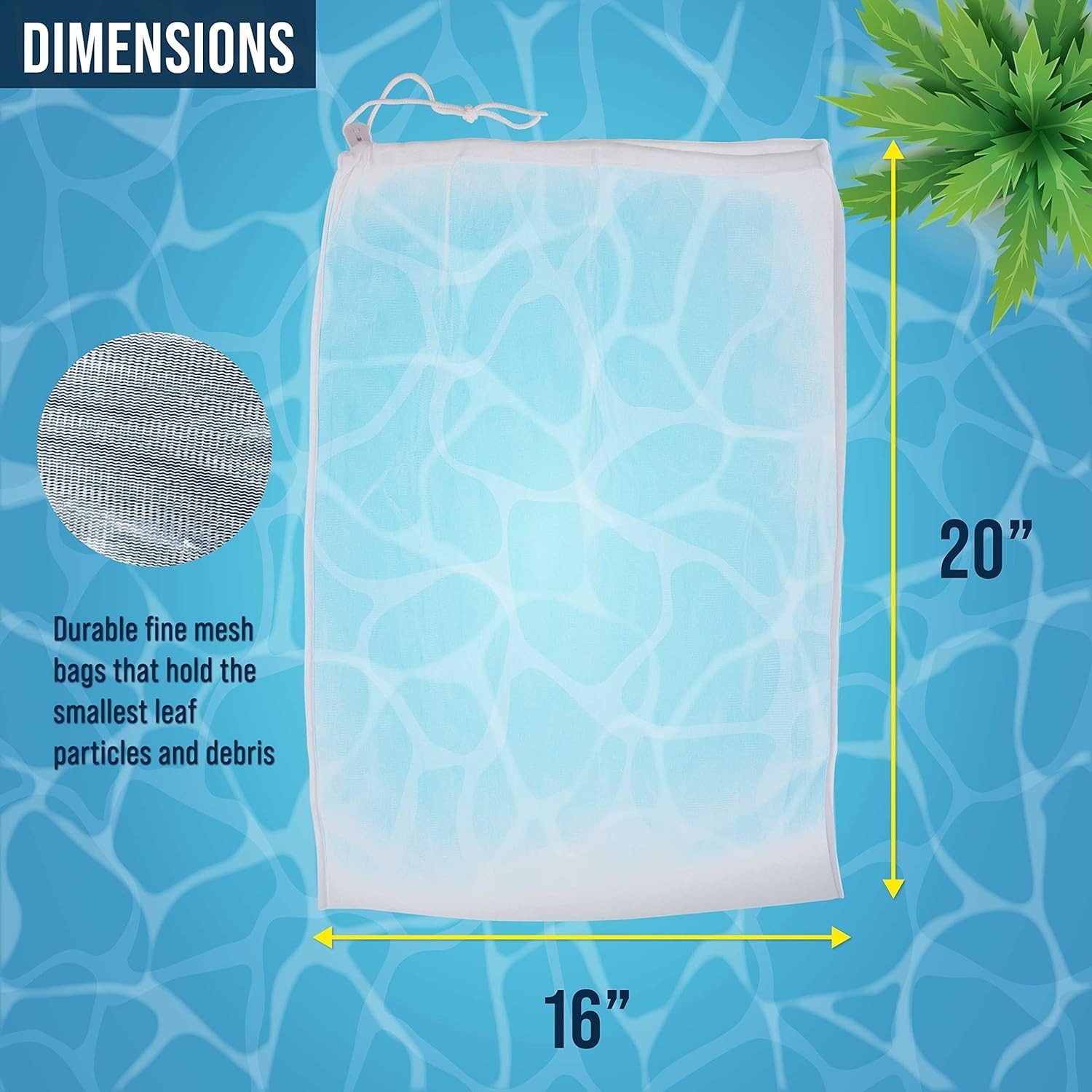 U.S. Pool Supply Fine Mesh Filter Bags for Leaf Vacuum 16&Prime; X 20&Prime;, White