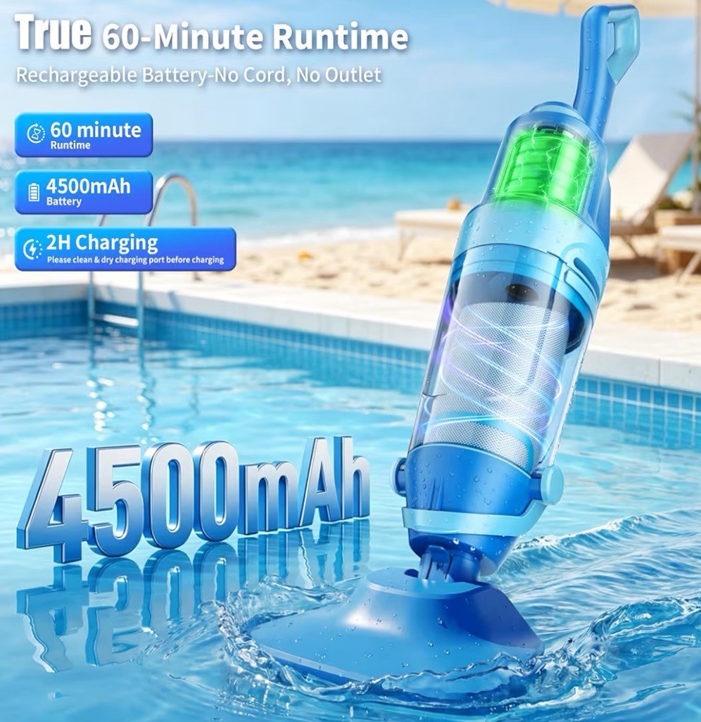 Swolace Cordless Pool Vacuum Cleaner 1427 GPH Rechargeable Above Ground Inground