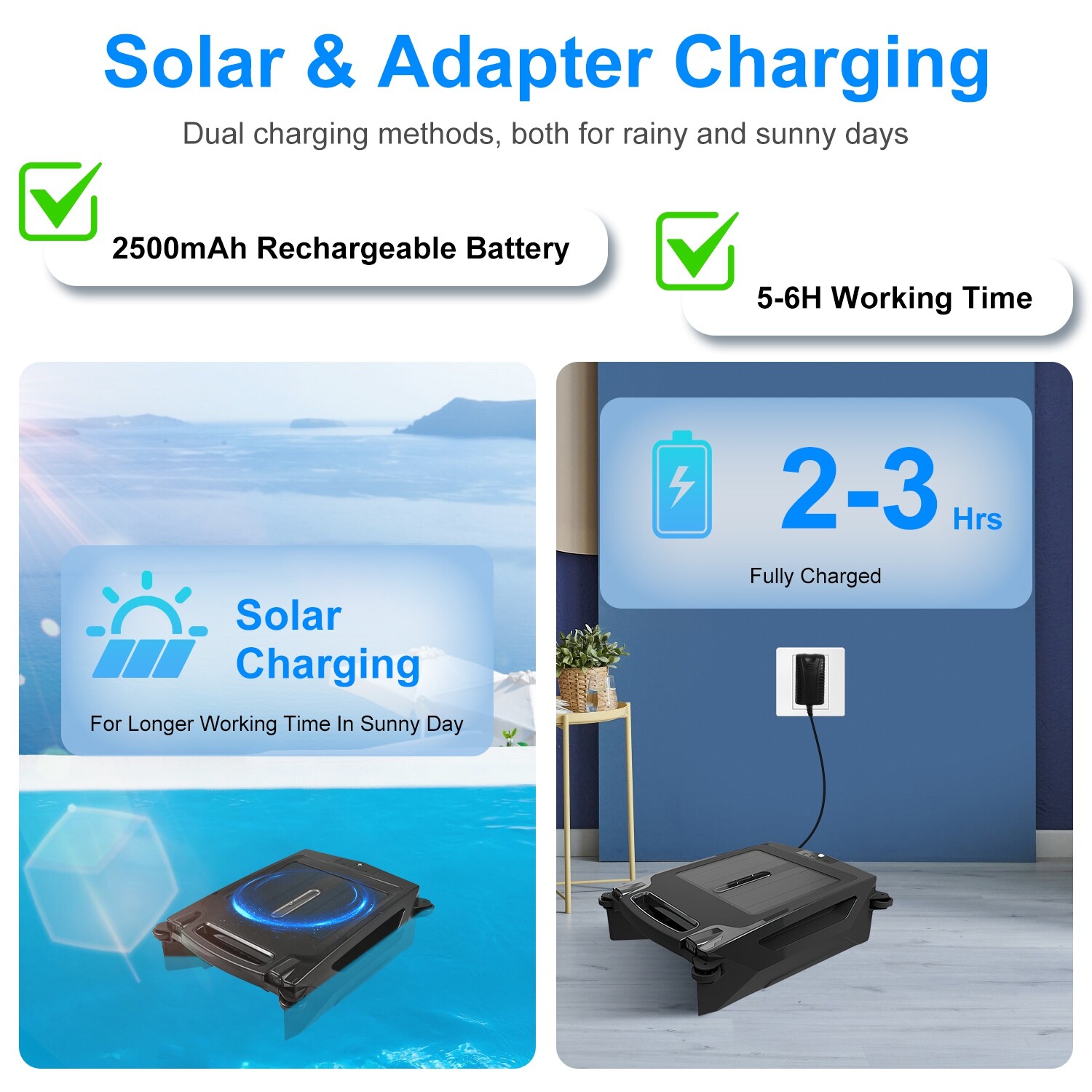 Solar Powered Robotic Pool Skimmer Automatic Swimming Pool Surface Cleaner IPX7