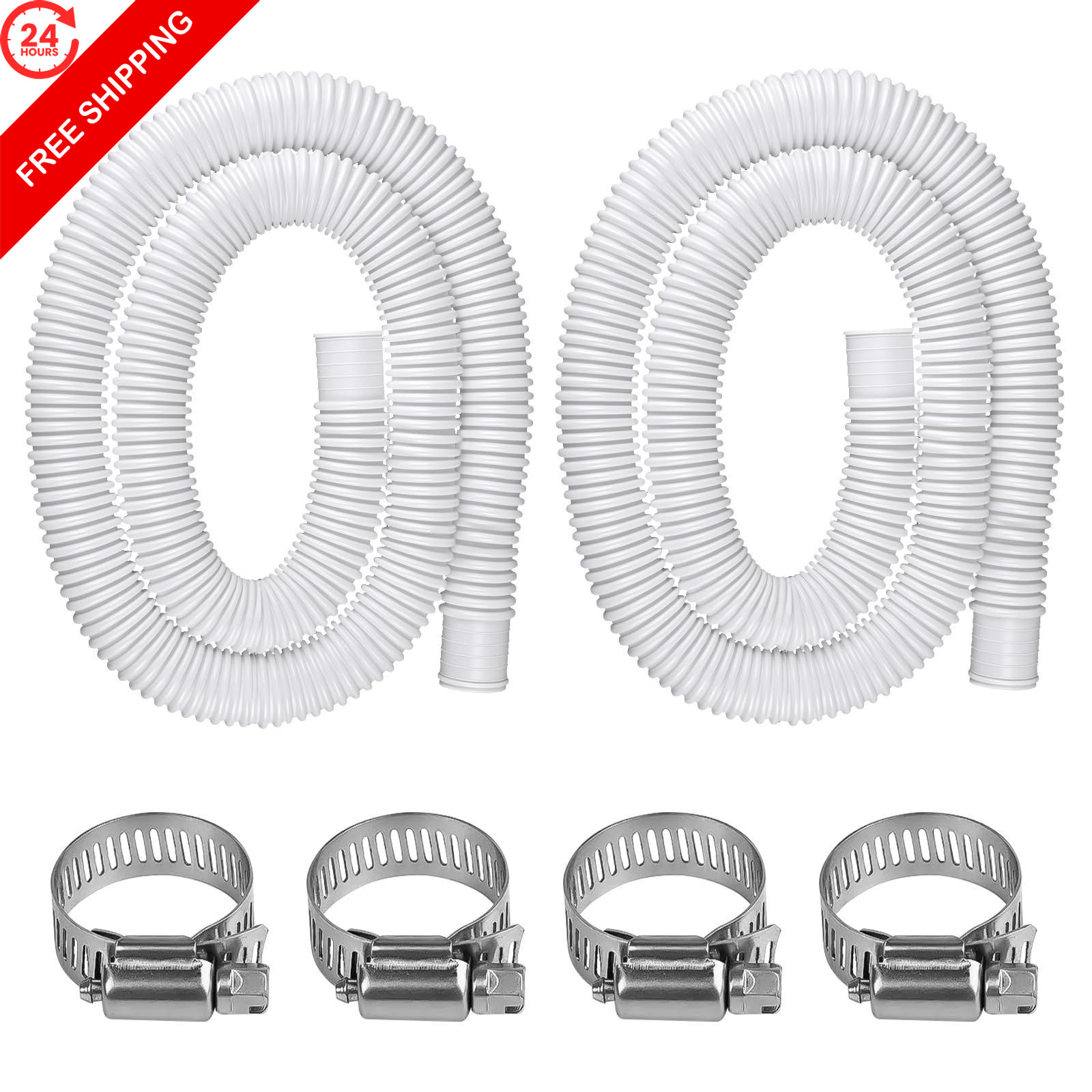 XCRUI 2Pack Pool Pump Replacement Hose for Above Ground 1.25 x 59 Inch, White
