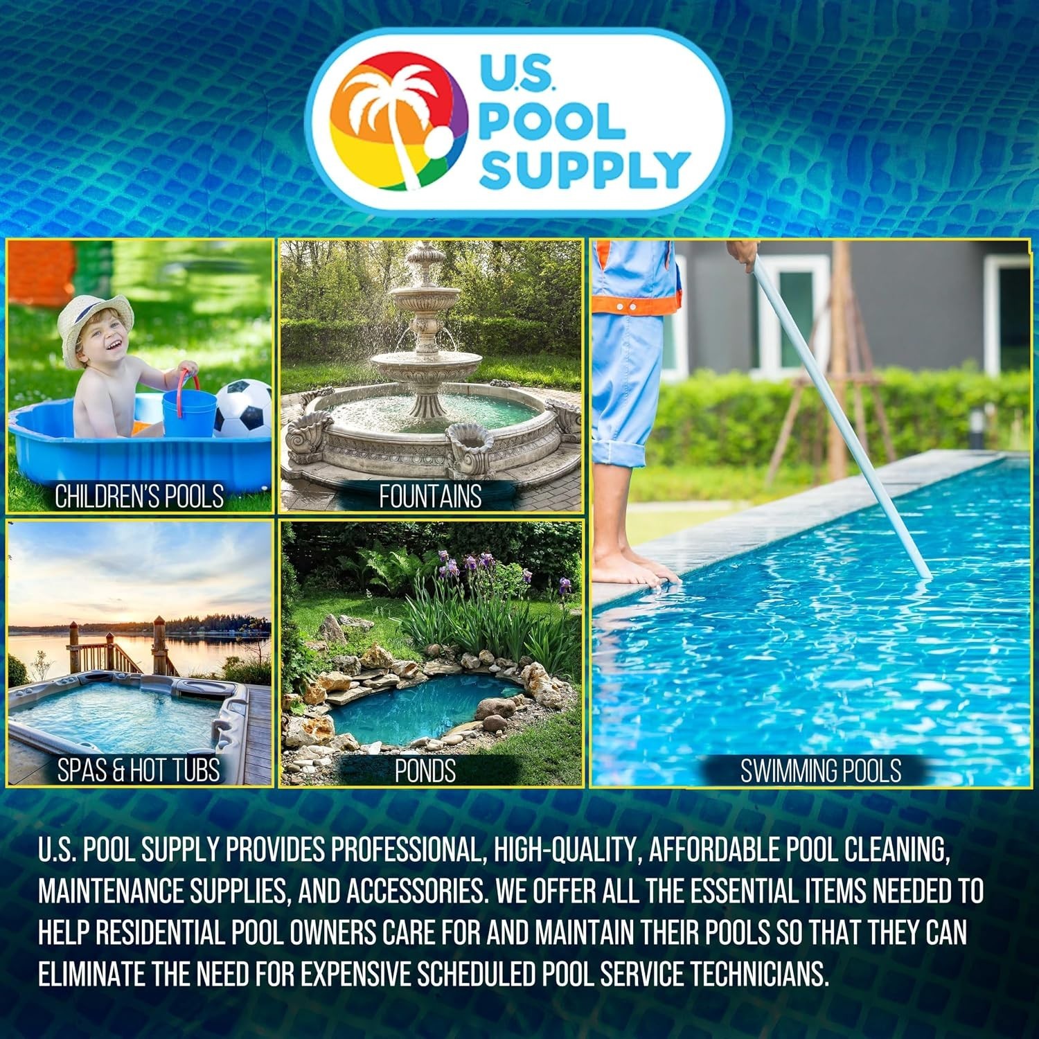 Durable Polypropylene Pool Skimmer with Hose Adapters
