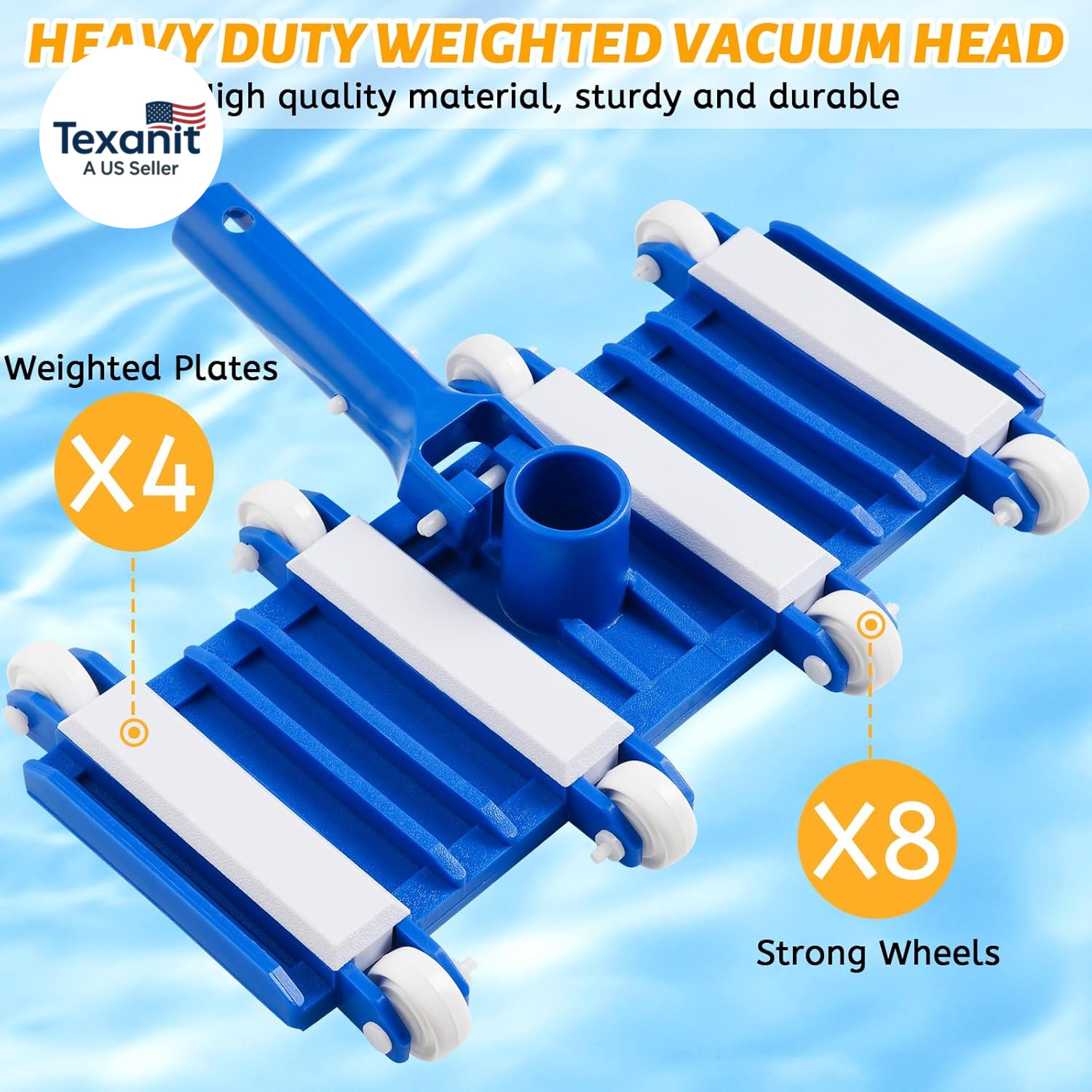 Pool Vacuum Head with Wheels, Flexible Swimming Pool Vacuum Head with Swivel, Po