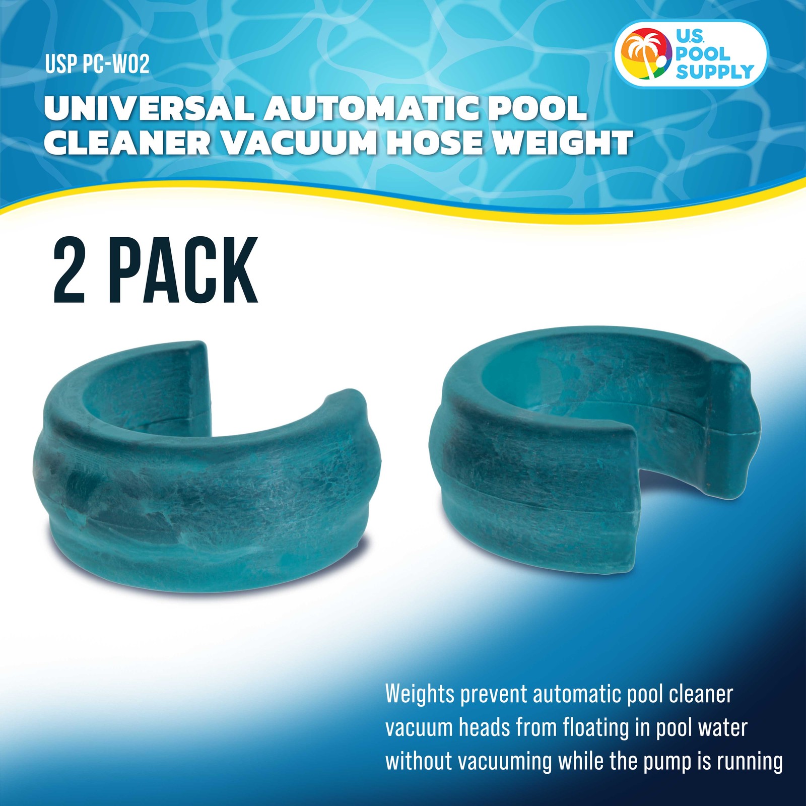 2 U.S. Pool Supply Universal Automatic Pool Cleaner Vacuum Hose Weights, Blue