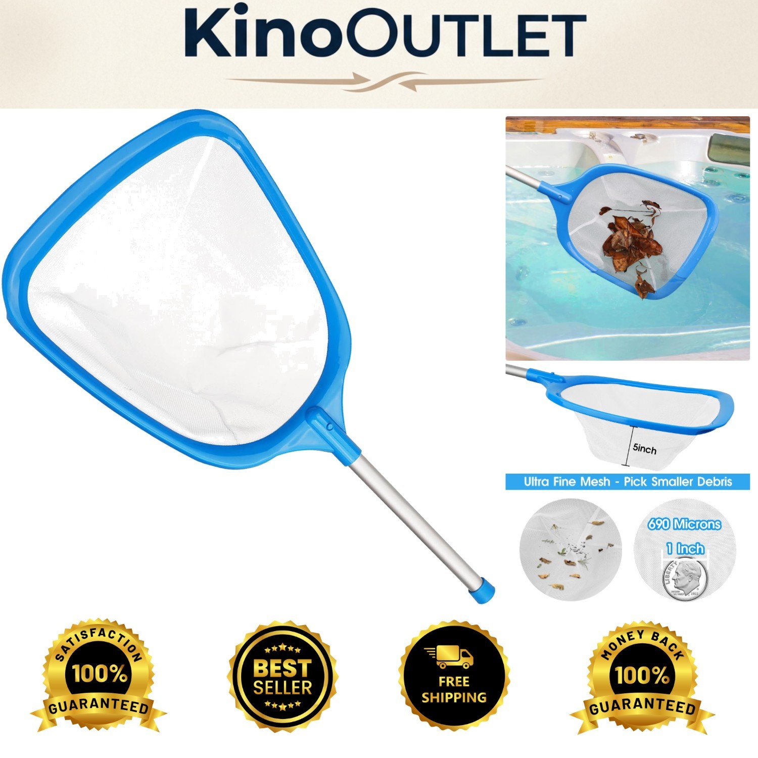 Compact 12 » Pool Skimmer Net – Lightweight with Ultra-Fine Mesh for Clear Water