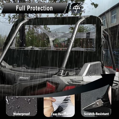 RZR 1000 XP Soft Rear Window, Full Back Windshield Dust Panel | Compatible