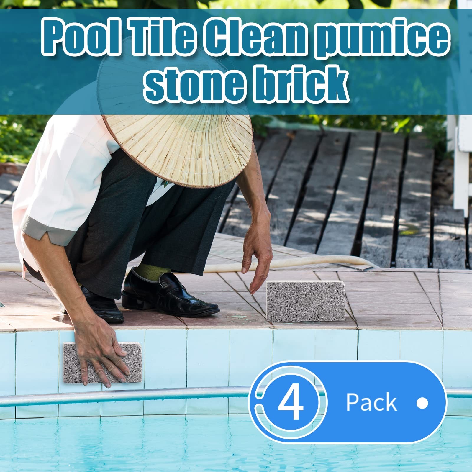 4 Pcs Pools Tile Pumice Stone for Cleaning Remover for Pool Tile 3.94 x 2.76 …