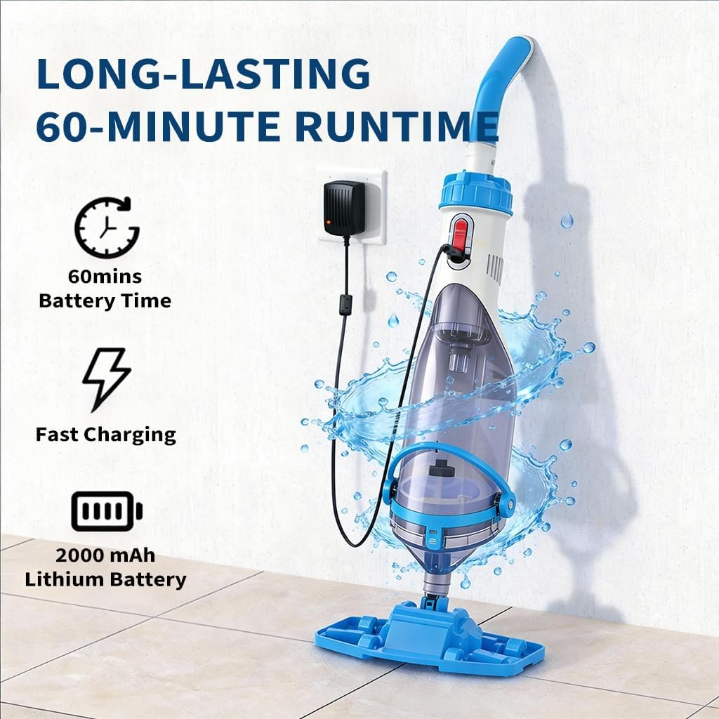 GarveeLife Pool Vacuum for Above Ground Pool, Upgraded 13.4&Prime; Wide Head & Telesco