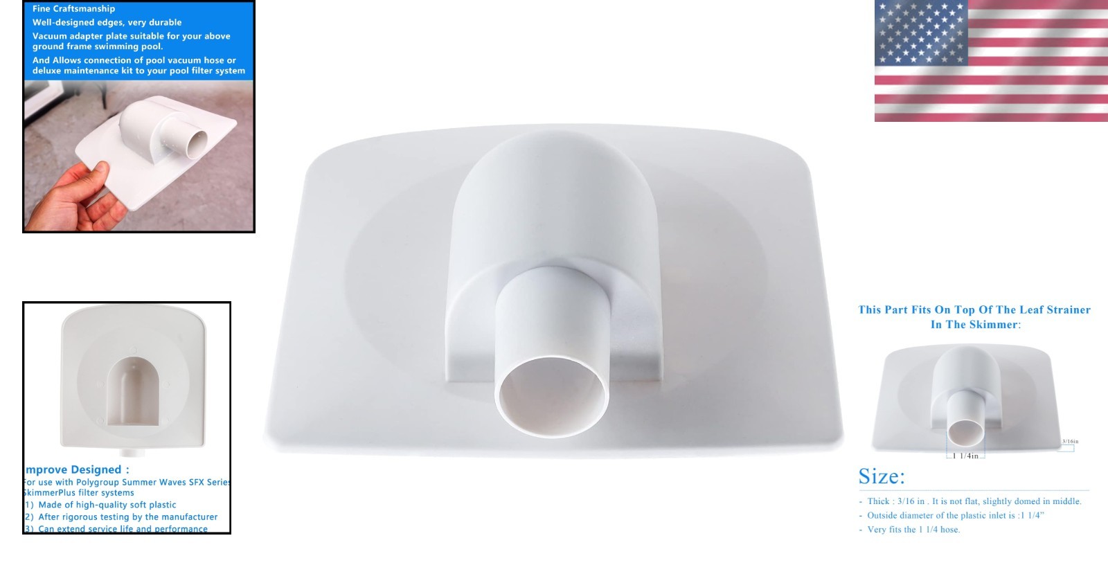 SFX Pool Vacuum Plate Adapter for Summer Waves P58PP1955W05 – Easy Install