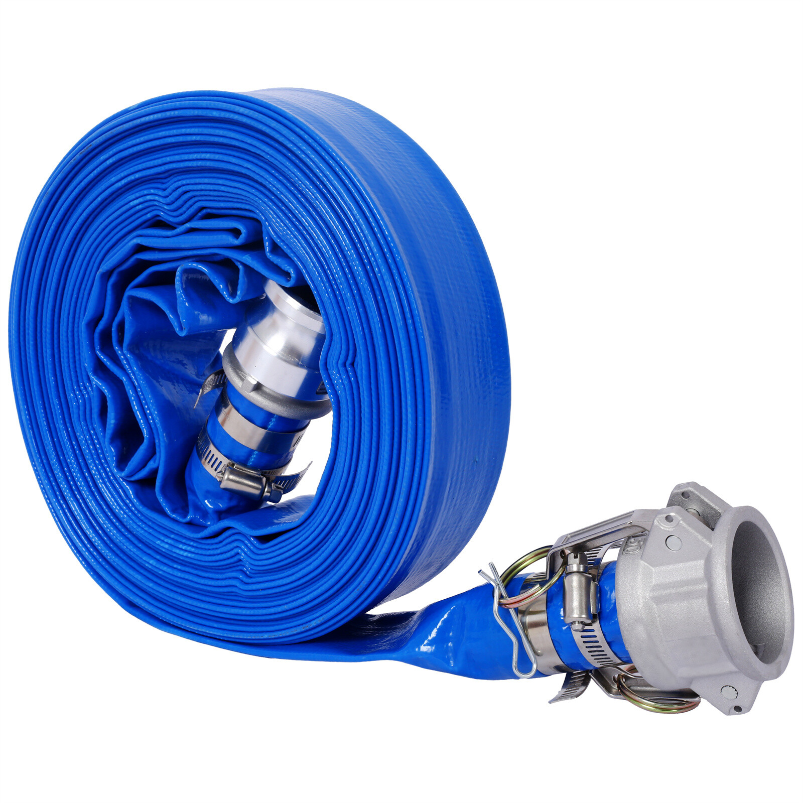 Discharge Hose 1.5&Prime;x 50FT PVC Lay Flat Hose Backwash Drain Hose with Clamp Lock