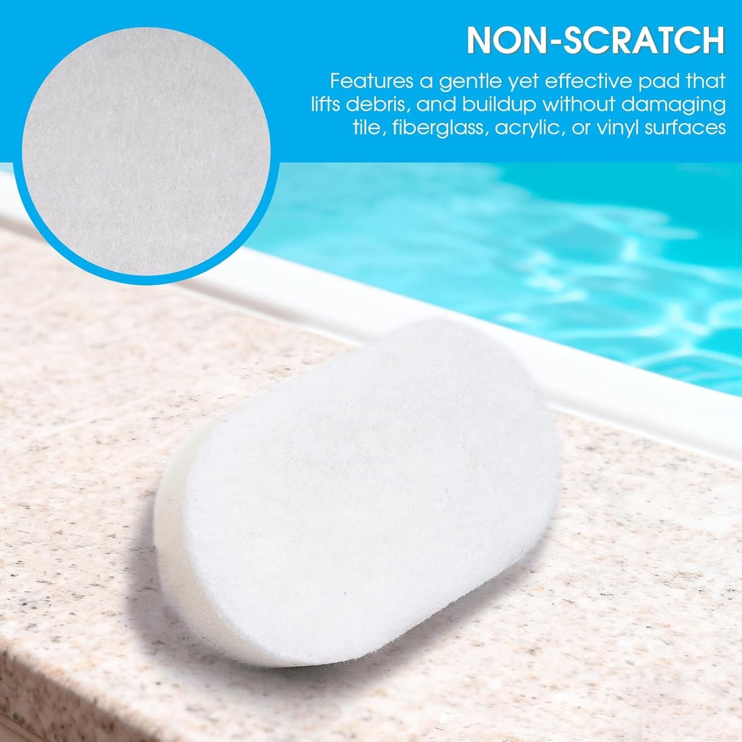 Thickened Handheld Scrub Pad for Hot Tubs, Spas & Pools, Non-Scratch Replacea…