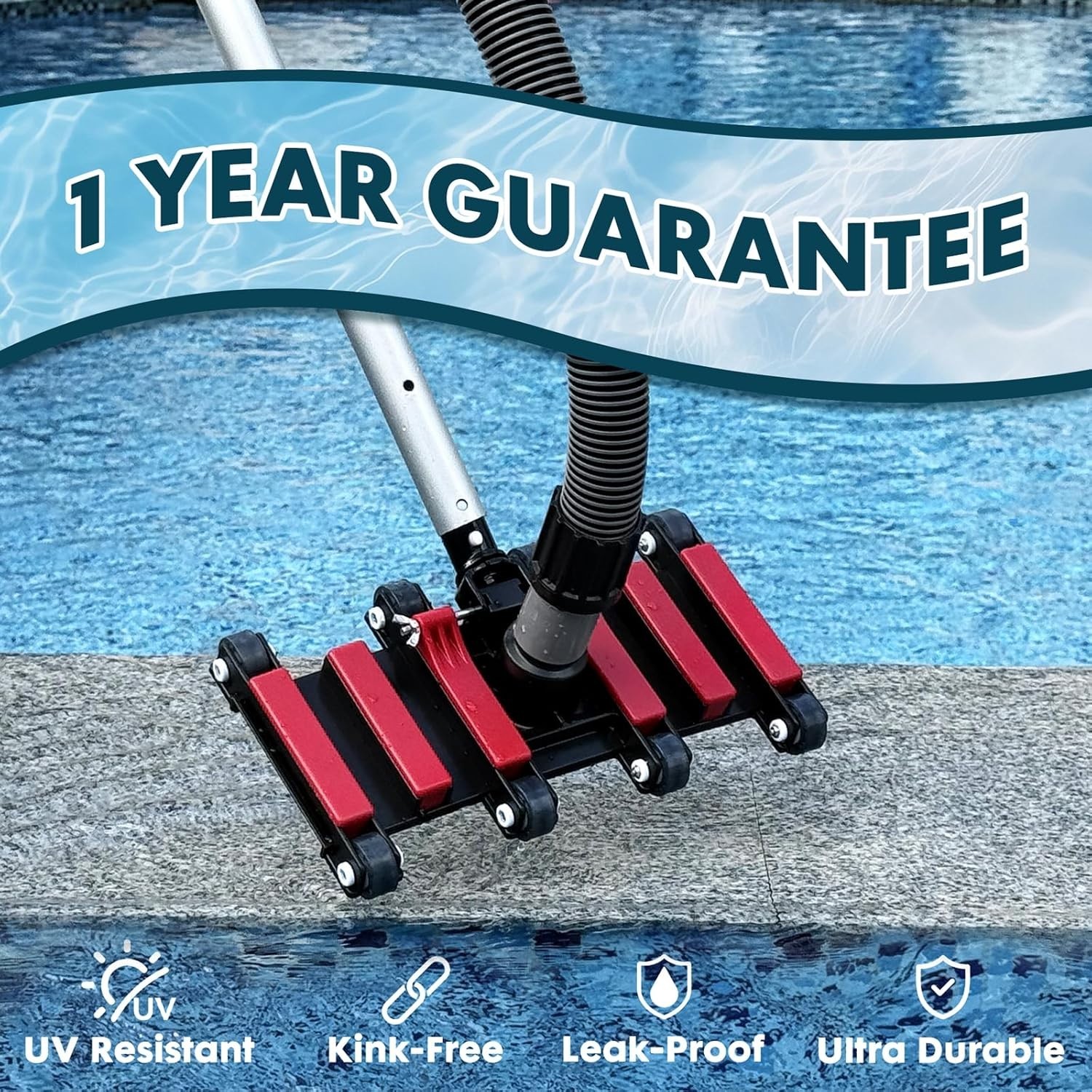 Professional Pool Vacuum Hose and Head – Heavy Duty Hoses with Swivel Cuff and W