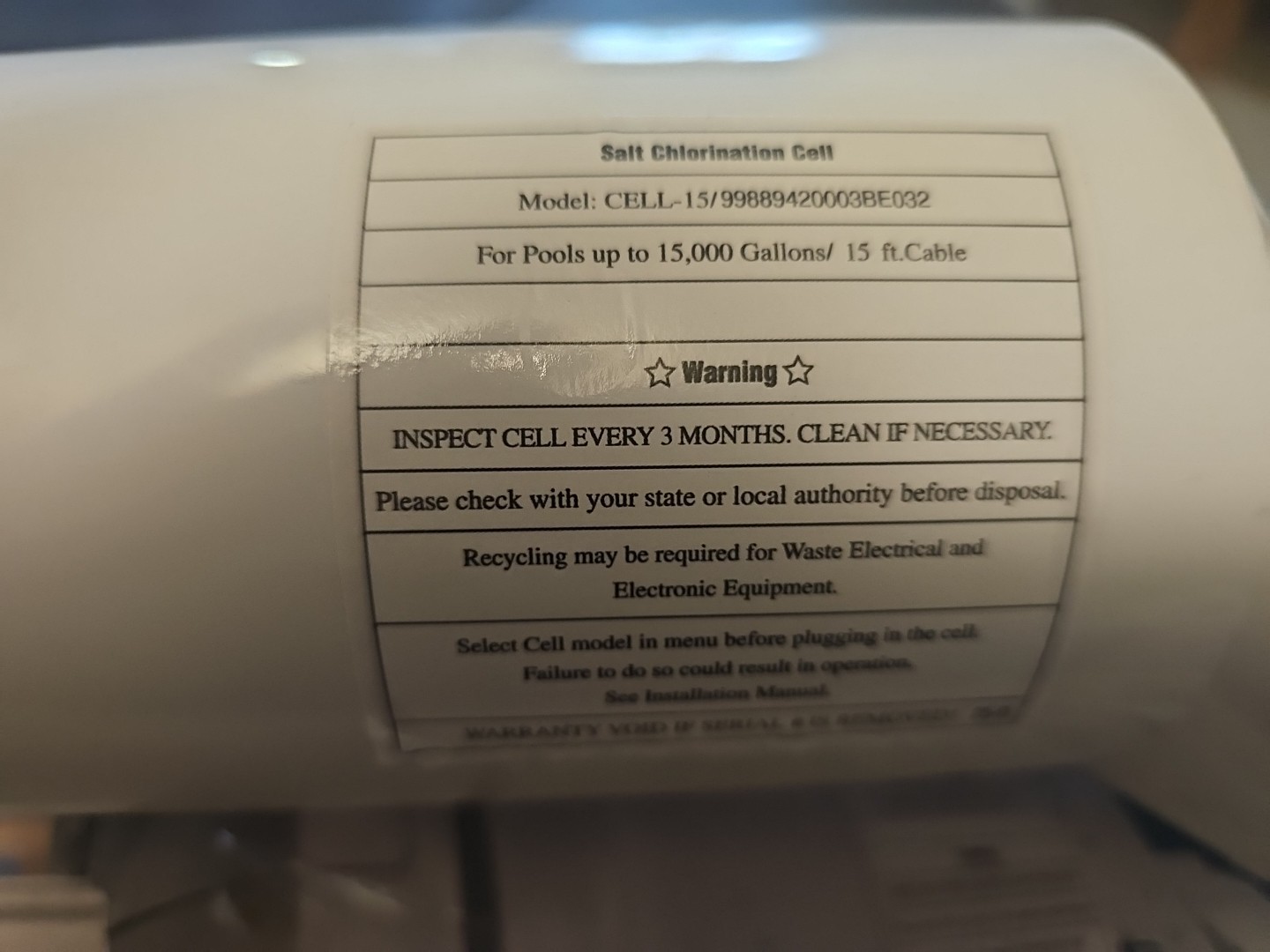 Salt cell for pool Compatible with Hayward 15000 Gal Pool Salt Filters US