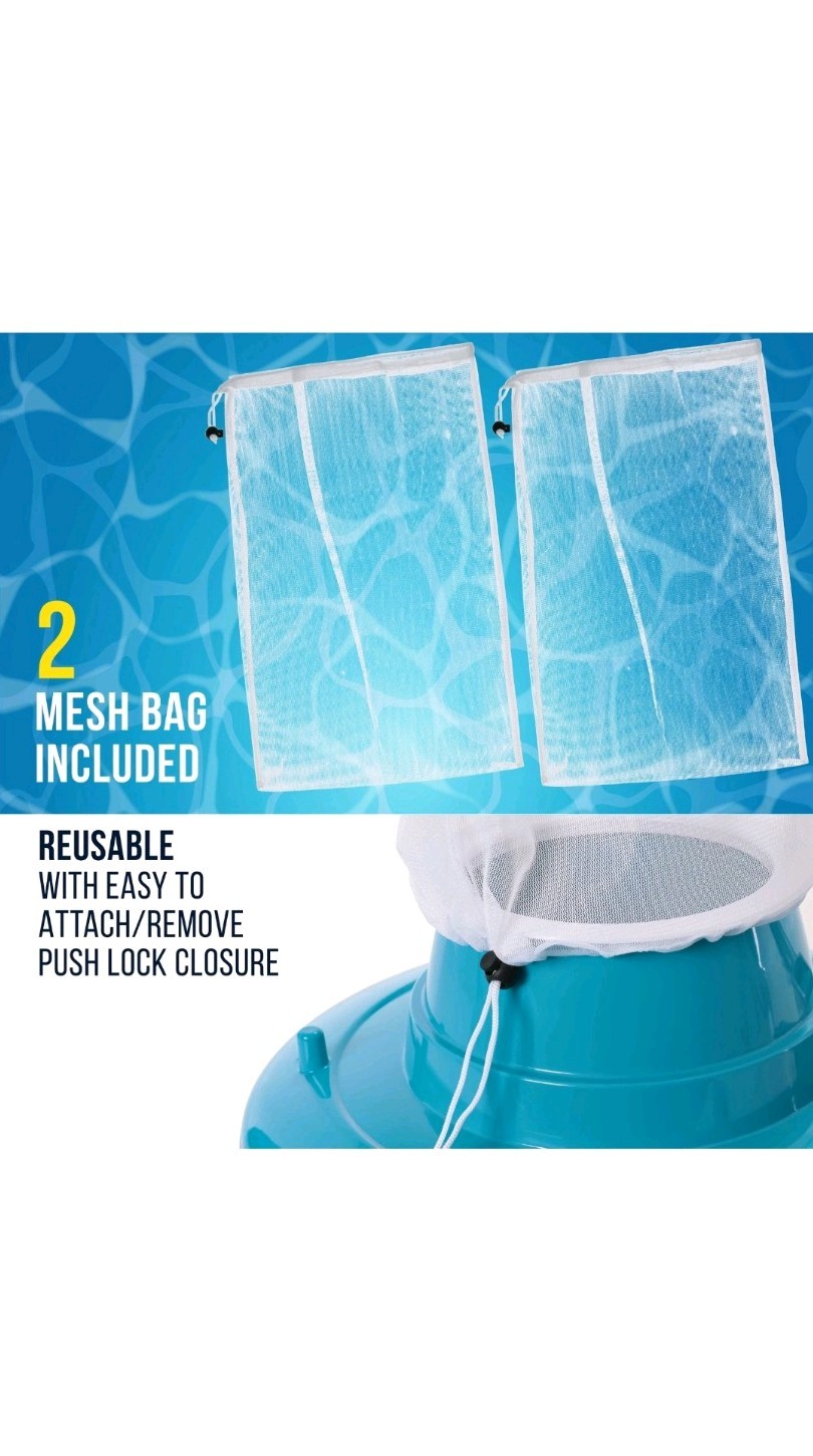Swimming Pool Leaf Terminator Vacuum, 15&Prime; Cleaner, 2 Debris Eater Bags, 8 Jets