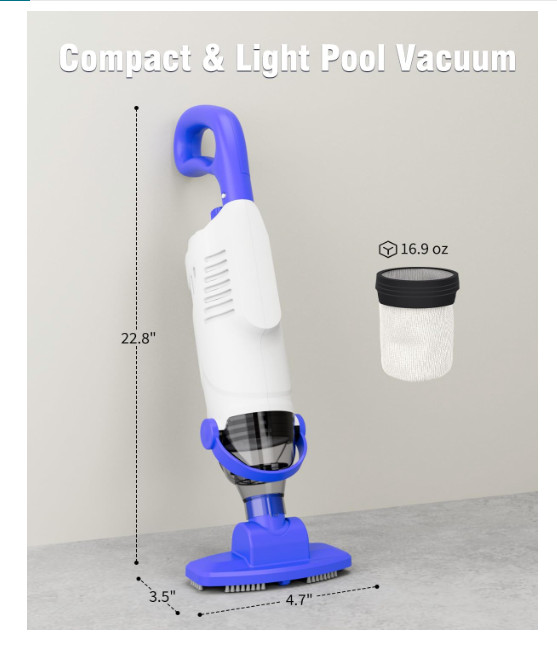 (2026 Upgrade) Little Shark Cordless Pool Vacuum, 60W Motor, 18 GPM Strong