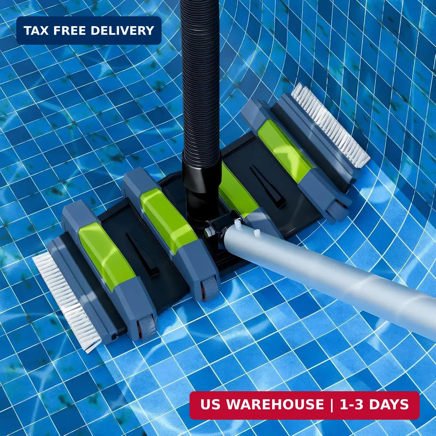 Pool Cleaning Vacuum Head with Wheels & 1-1/4&Prime;, 1-1/2&Prime; Hose Adapter，Heavy Duty P