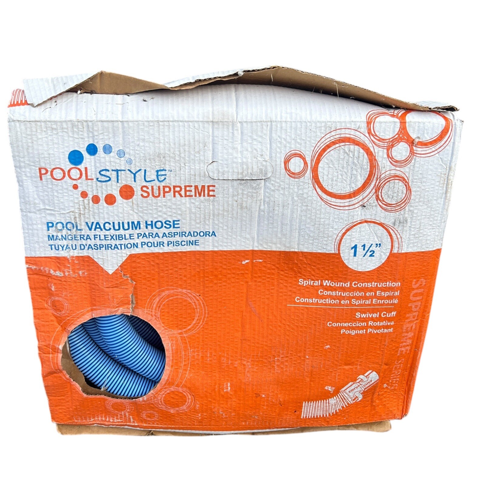 Pool Style Supreme Series 1.5&Prime; x 35&prime; Vacuum Hose w/ Swivel Cuff #PSL-40-8435