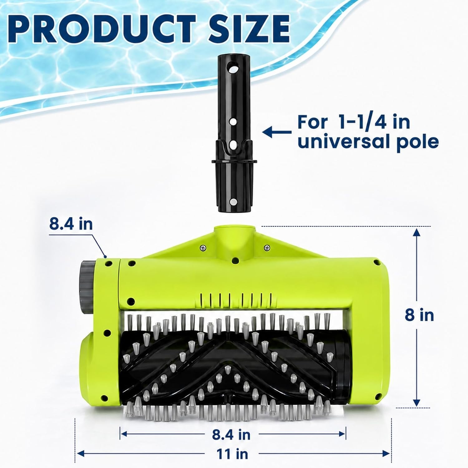 Electric Pool Brush Head Cordless Motorized Waterline Wall Cleaner Green