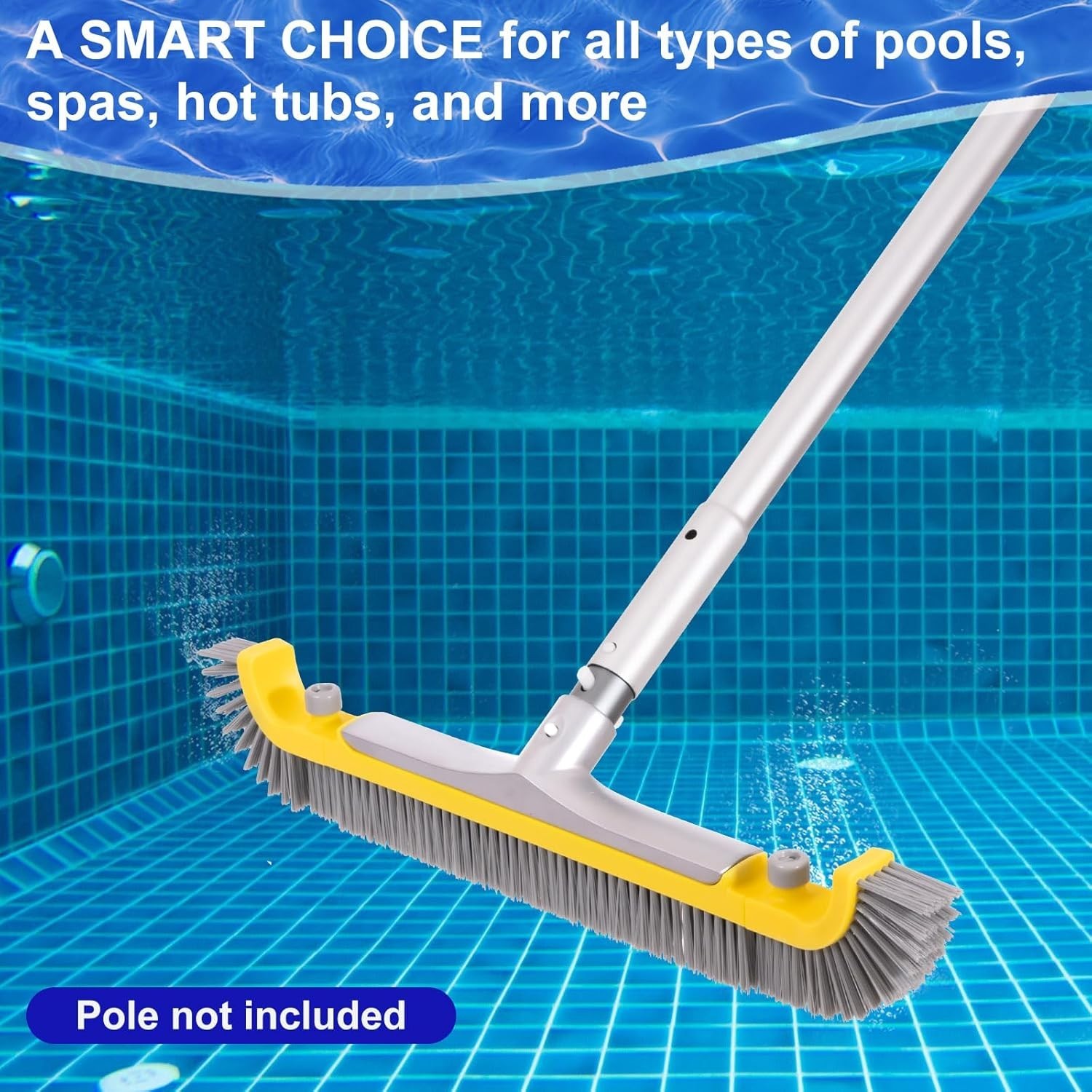 Heavy Duty 20 Inch Pool Brush with BPT Bristles for Inground Pool Cleaning
