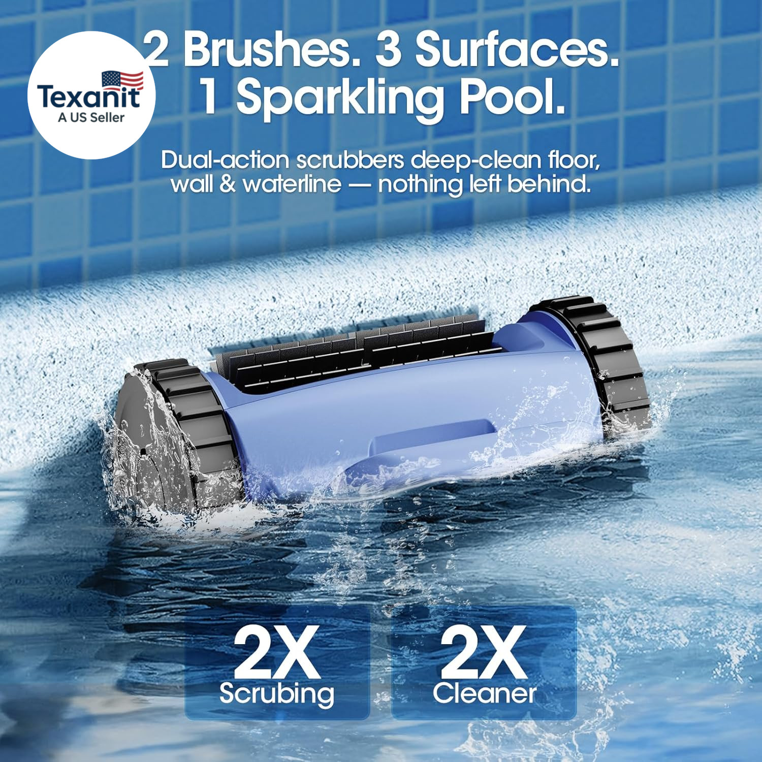 Cordless Robotic Pool Vacuum with Smarter Navigation & Track Drive, Dual 180W Br