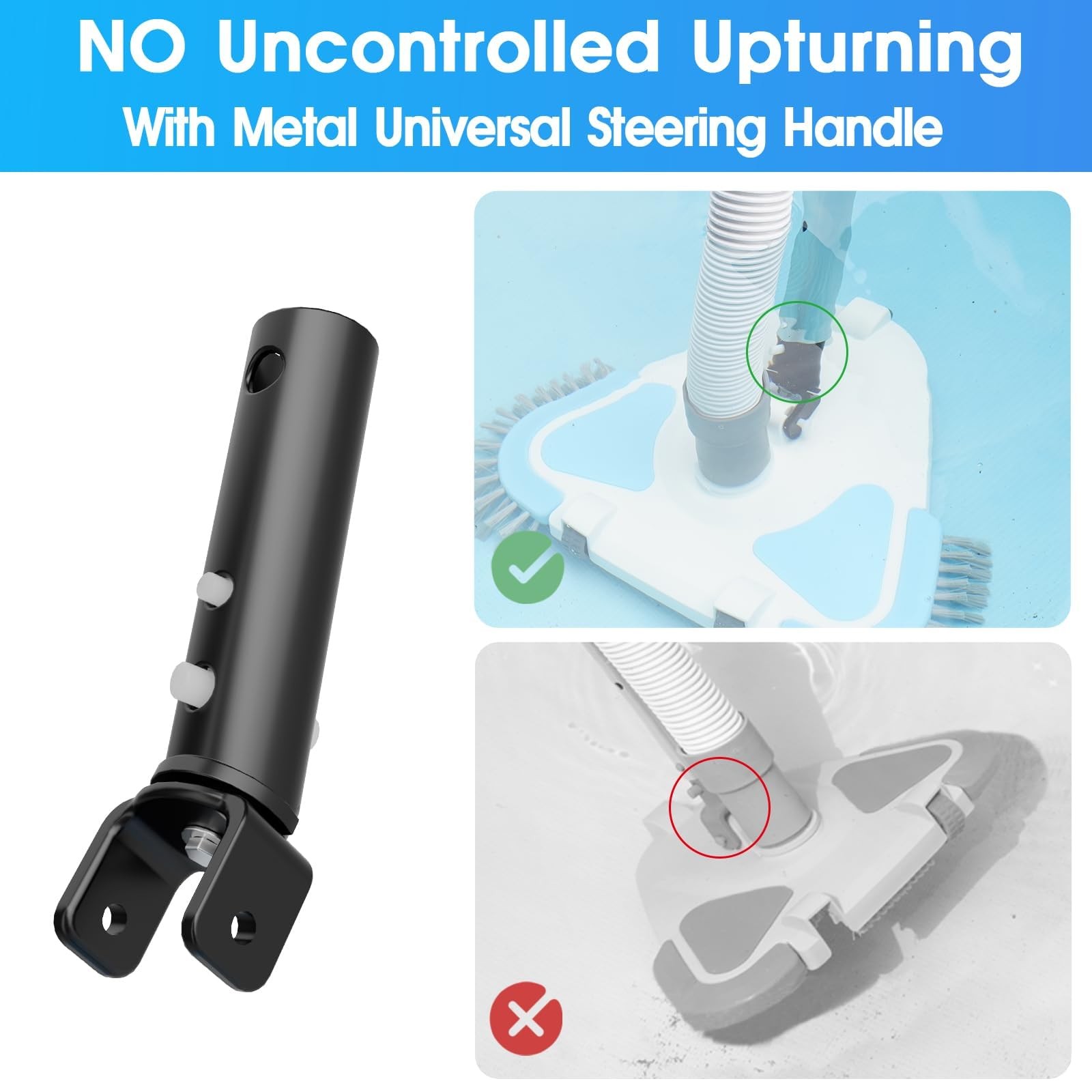 2026 Enhanced TidyMister Pool Vacuum Head with Wheels,Steering Triangle