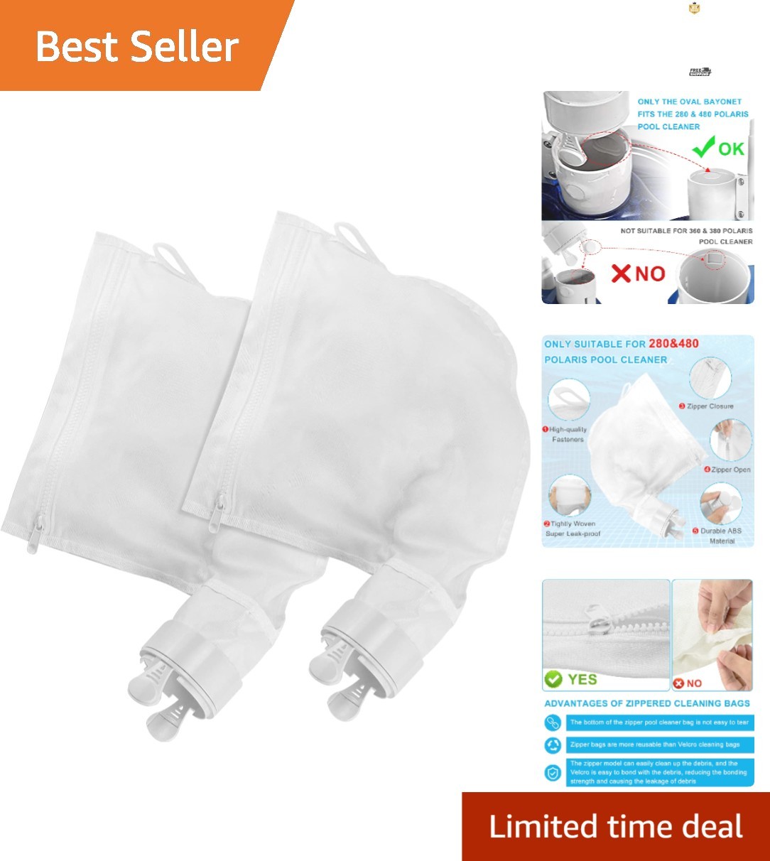 Efficiently Designed Leaf Bags 2 Pack for Polaris Cleaners – Zippered & Reusable
