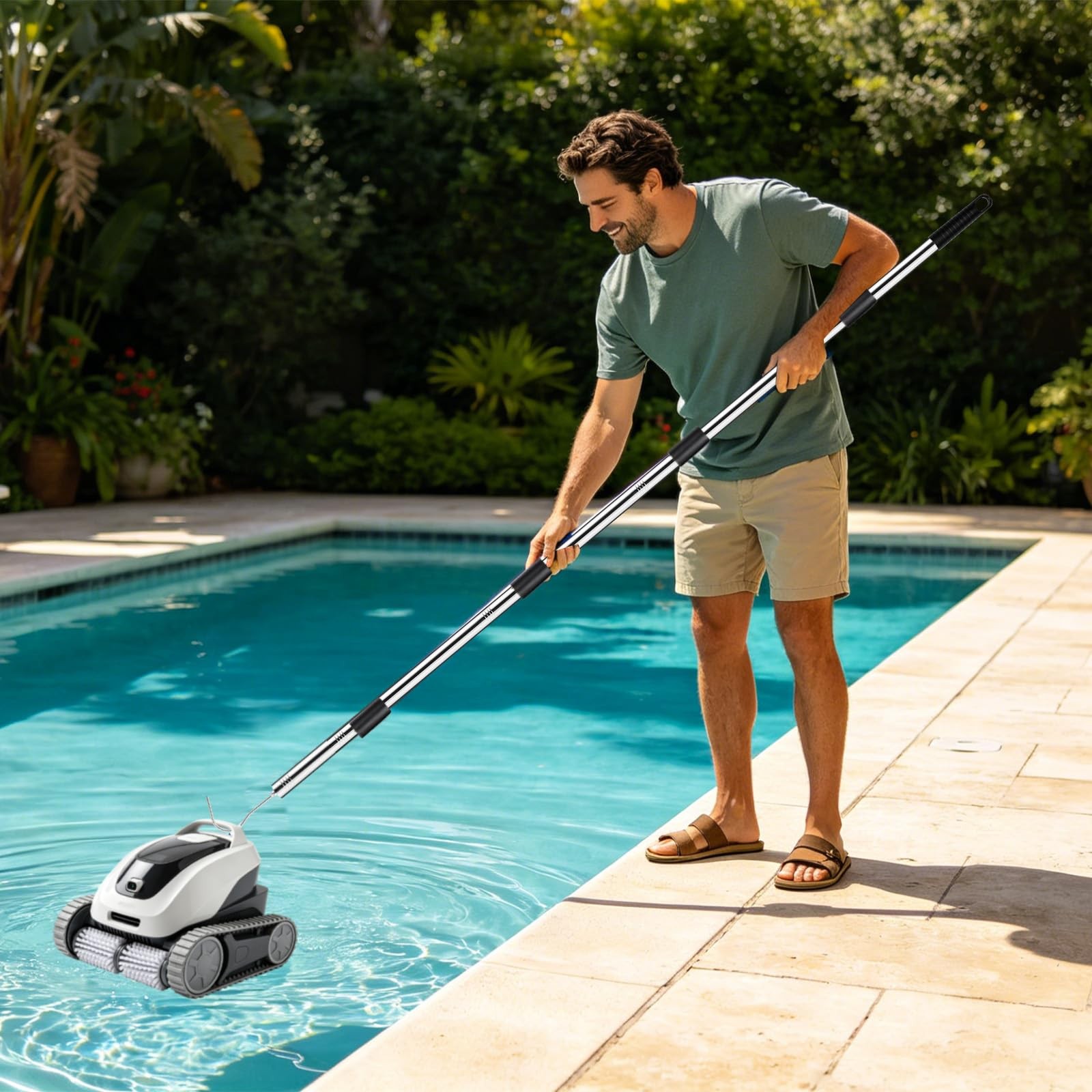 Pool Retrieval Hook for Robotic Pool Cleaner Adjustable Pole Skimmer Hook