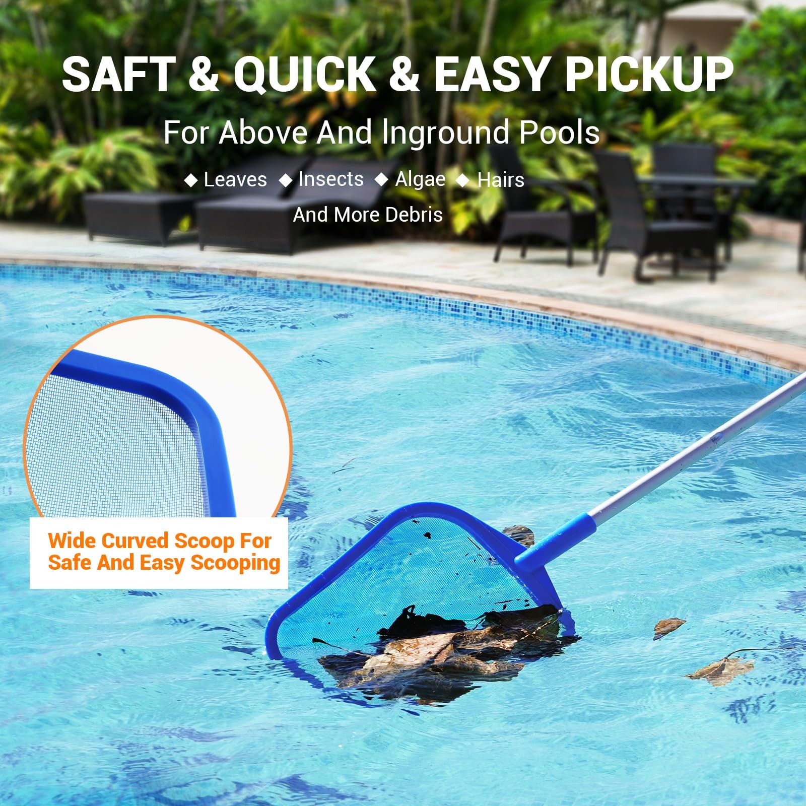 Skimmer de hojas de piscina de bolsa de red de piscina profunda servicio pesado