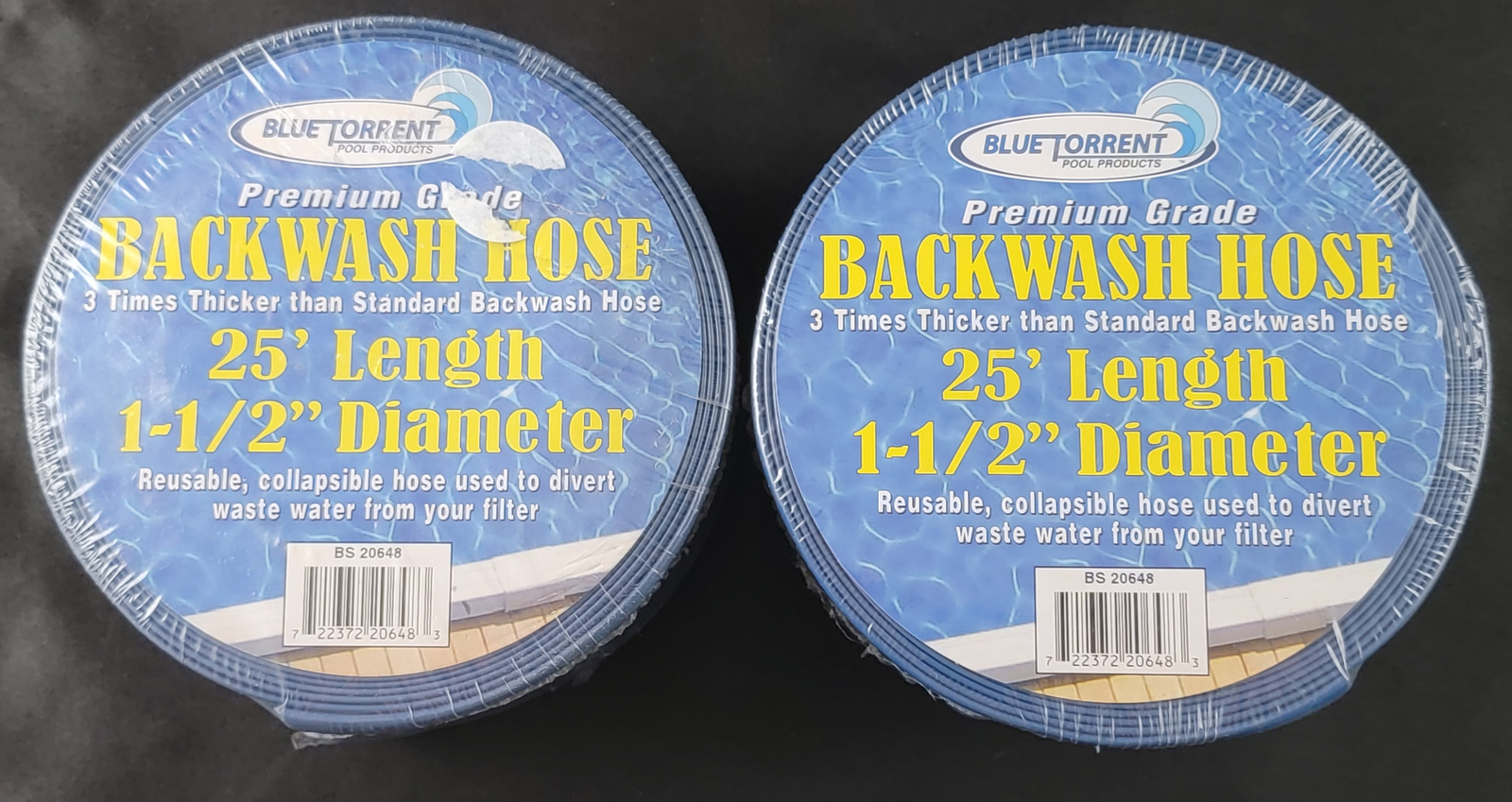 Lot of 2 Blue Torrent Pool Products Backwash Hose 25&prime; Length 1.5&Prime; Diameter NEW