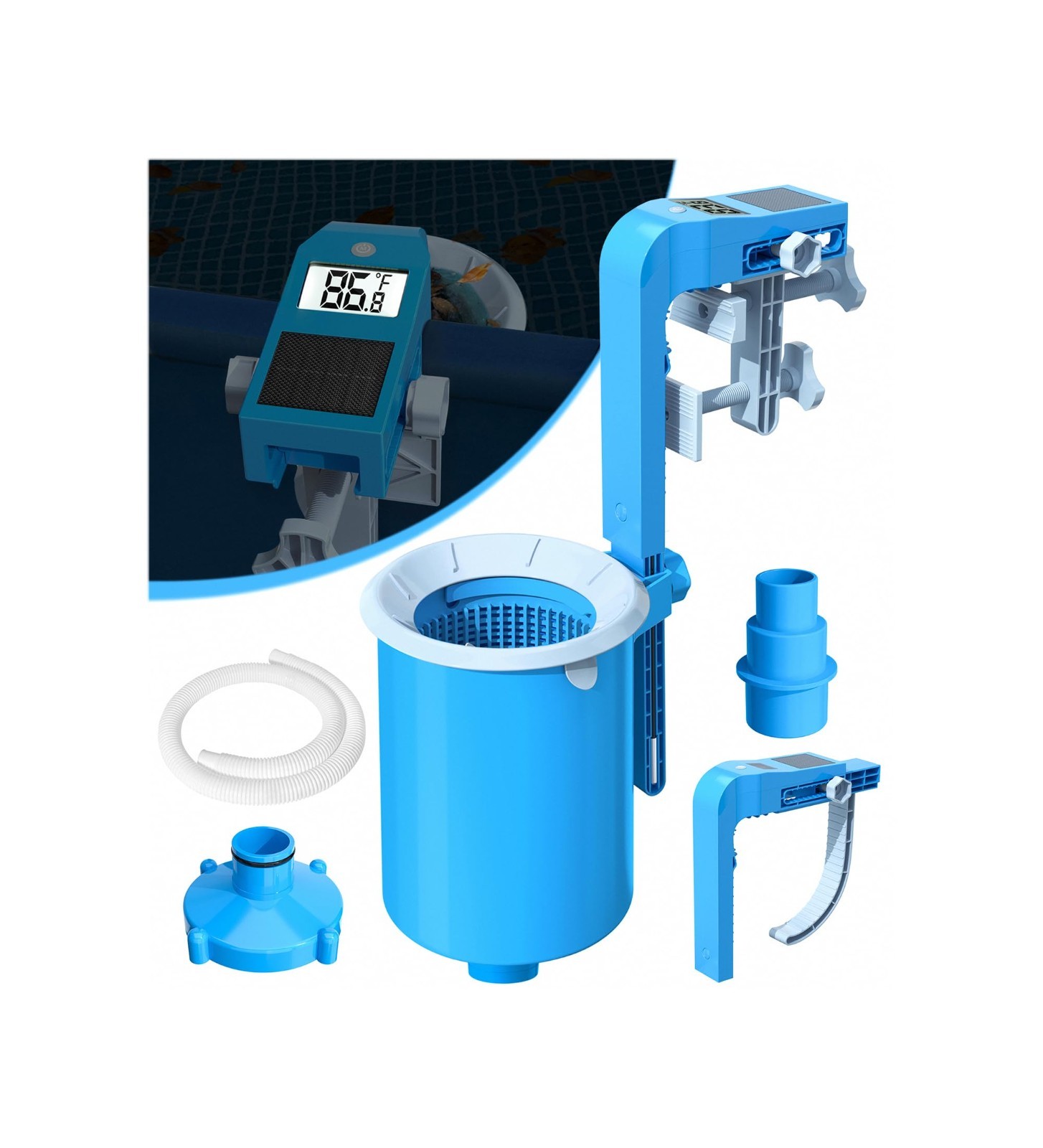 Above Ground Pool Skimmer with Solar Thermometer | Wall Mount Auto Skimming Debr