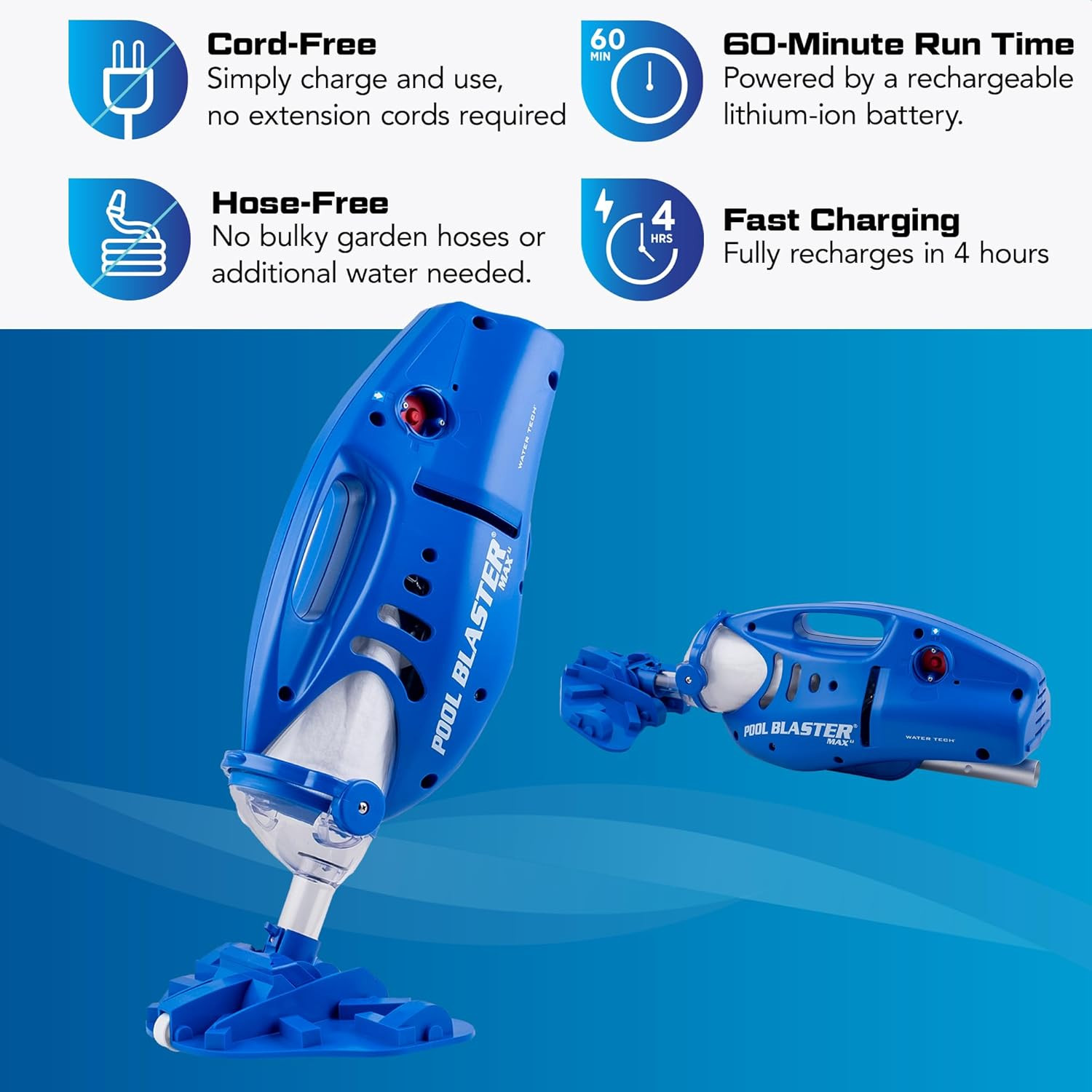 POOL BLASTER Max Cordless Pool Vacuum for Deep Cleaning & Strong Suction, Handhe