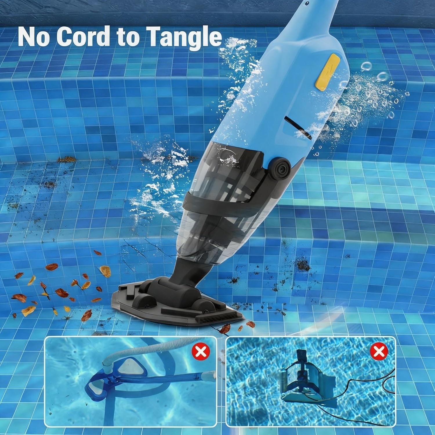 18 GPM Rechargeable Pool Cleaner – Ideal for Spas, Hot Tubs & Above Ground Pools