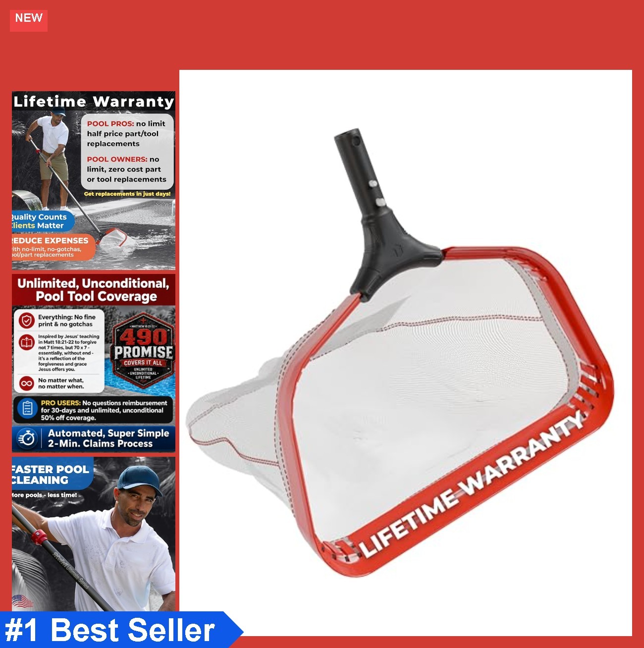 Fine Mesh Pool Silt Net 17.5 Inch 250 Micron Smooth Glide Swimming Skimmer
