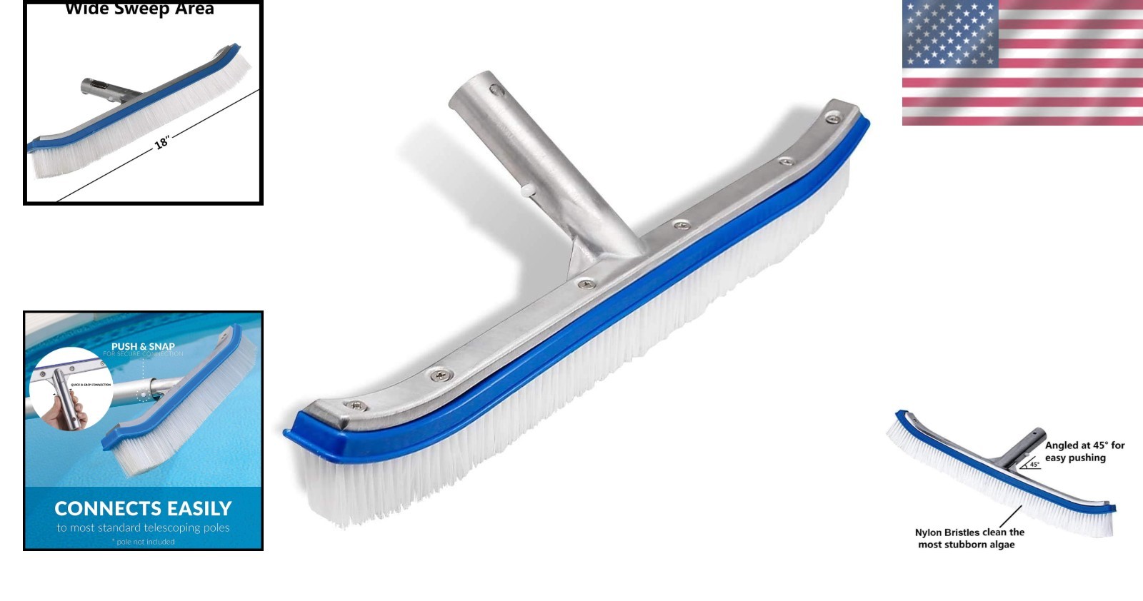 Versatile 18&Prime; Wall & Tile Brush for Swimming Pools – Durable & Easy to Use