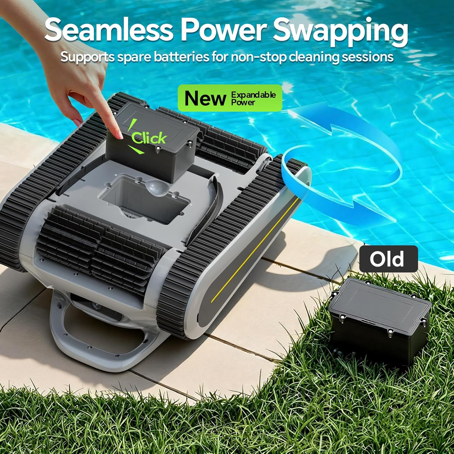 Cordless Robotic Pool Vacuum for Inground & Above Ground Pools, 3-Hour Runtime