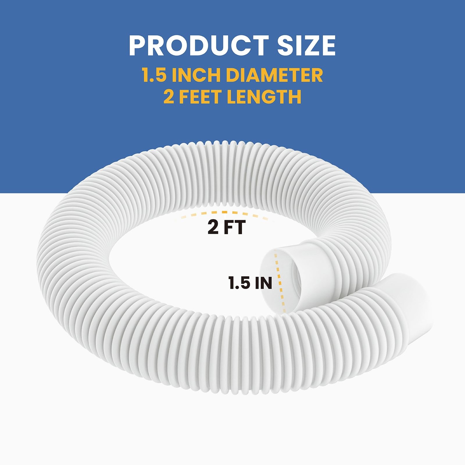 1.5&Prime; x 2&prime; Plastic Return Suction Pool Hose 2 feet x 1.5 inches, White