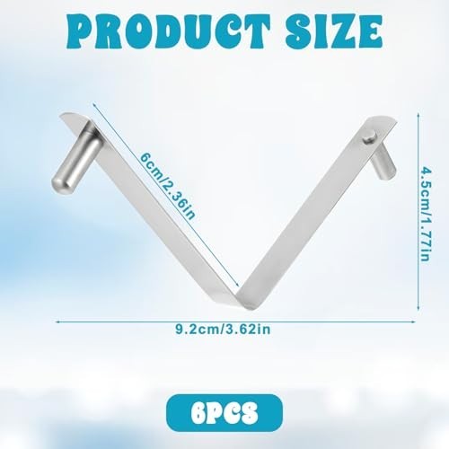 6 Pcs Pool Pole Clips, Stainless Steel Pools Brush Clip V-Shaped Clips Universal