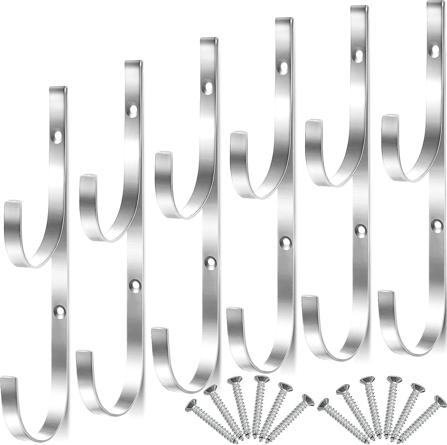 6 Pieces Pool Pole Hook Hanger Swimming Metal Brackets Pool Hook with 12 Pieces