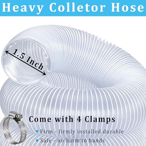 Heavy Duty Dust Collection Hose 1-1/2&Prime; × 10 ft PVC 1.5in-10ft Thickened Style
