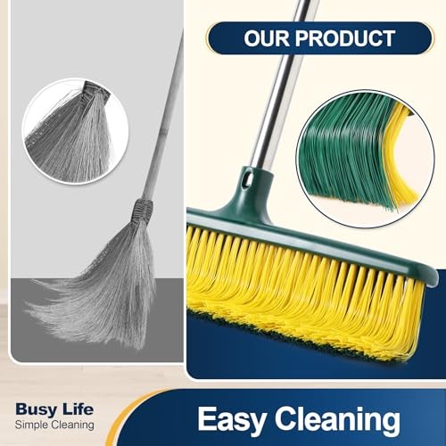 Heavy Duty Outdoor Broom Commercial Broom Garden Leaf Rake with Curved
