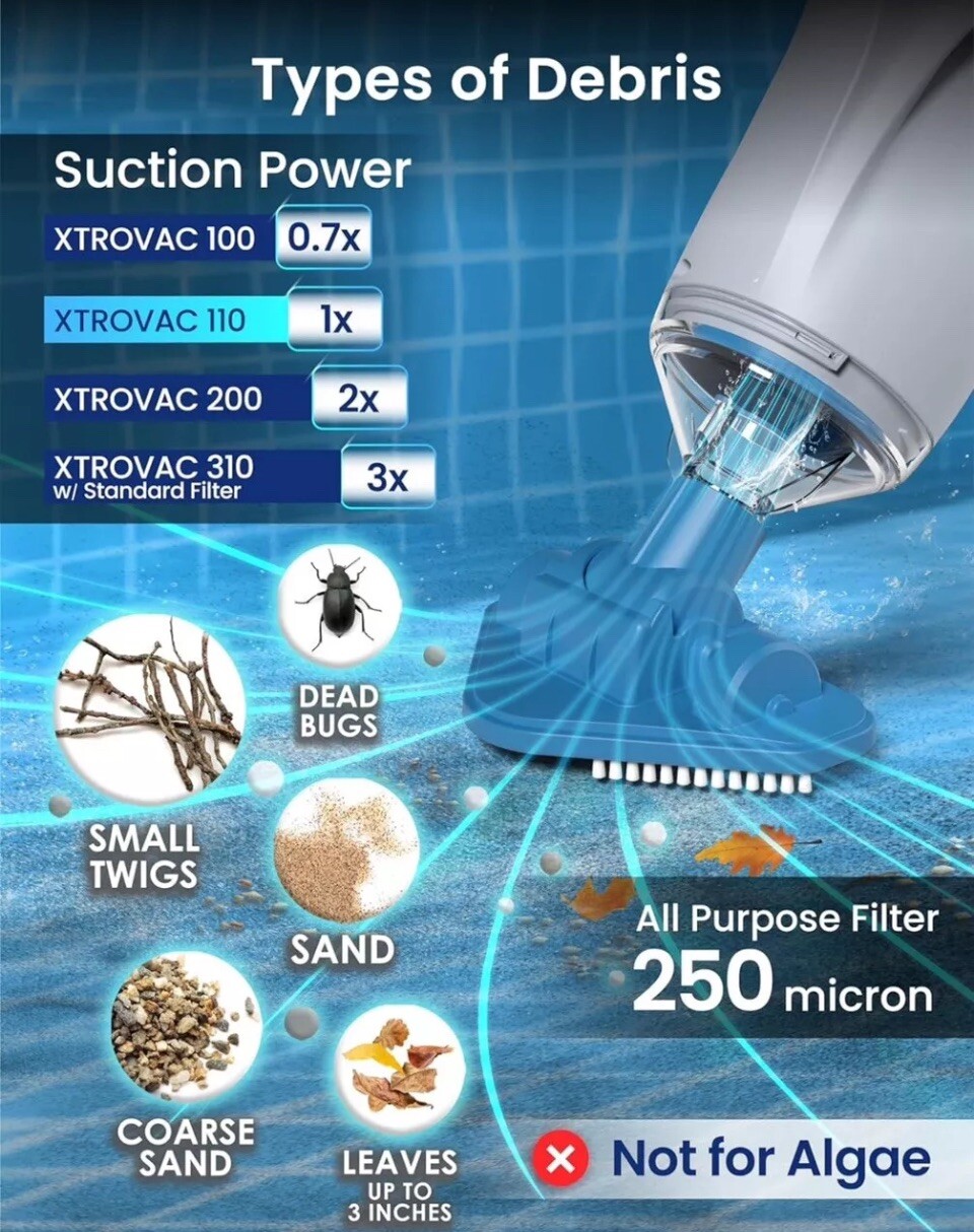 KOKIDO 2024 Rechargeable Handheld Pool Vacuum Set with Adjustable Grey & Blue