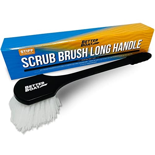 Stiff Hand Scrub Brush, Large Handle Heavy Duty Tire and Wheel Long Handle