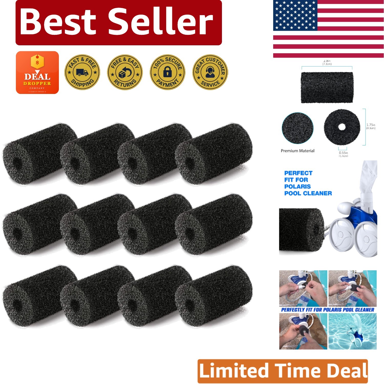 Maximize Pool Cleaner Performance with 12-Pack Tail Scrubbers for Polaris 3900