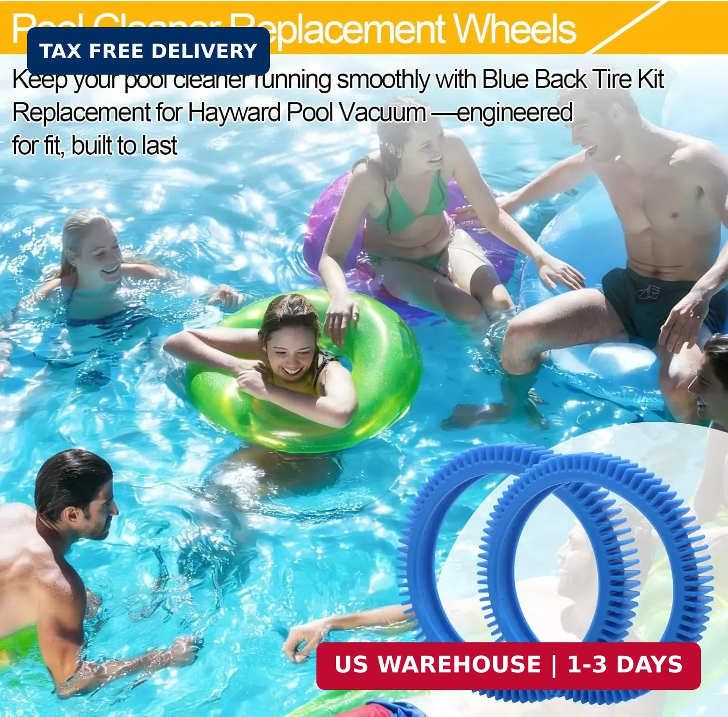 896584000-082 Pool Cleaner Replacement Back Tires for Hayward Pool Vacuum Compat