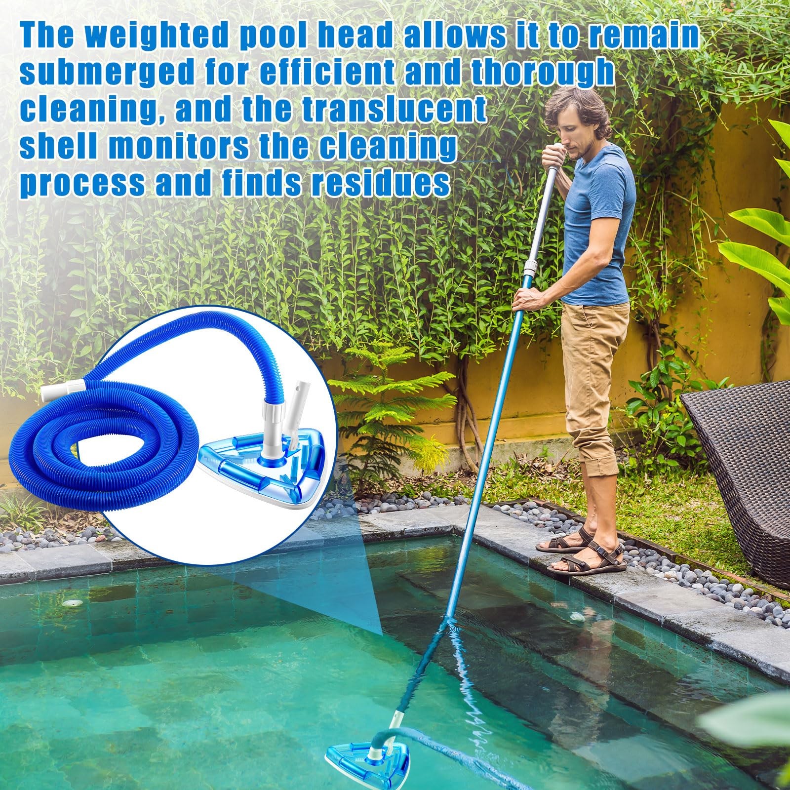 2 Pcs Swimming Pool Cleaning Kit 1-1/4 Inch x 18 ft Pool Vacuum Hose with Swi…