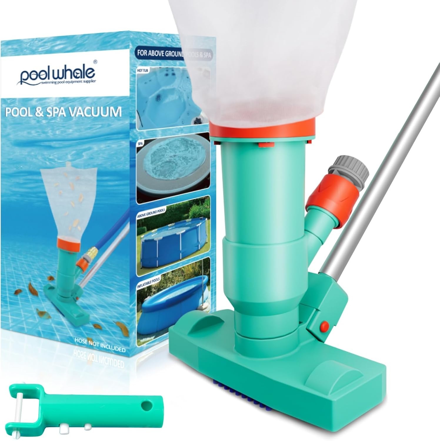 Manual Pool Vacuum Cleaner with 3 Brushes and Telescopic Pole for Fast Cleaning
