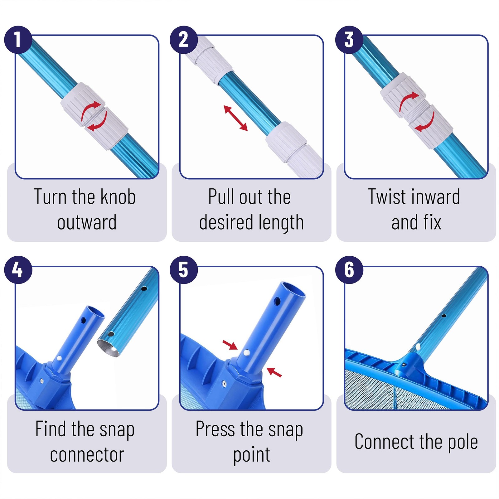 12 Ft Telescopic Pool Cleaning Pole Adjustable 3 Piece Expandable