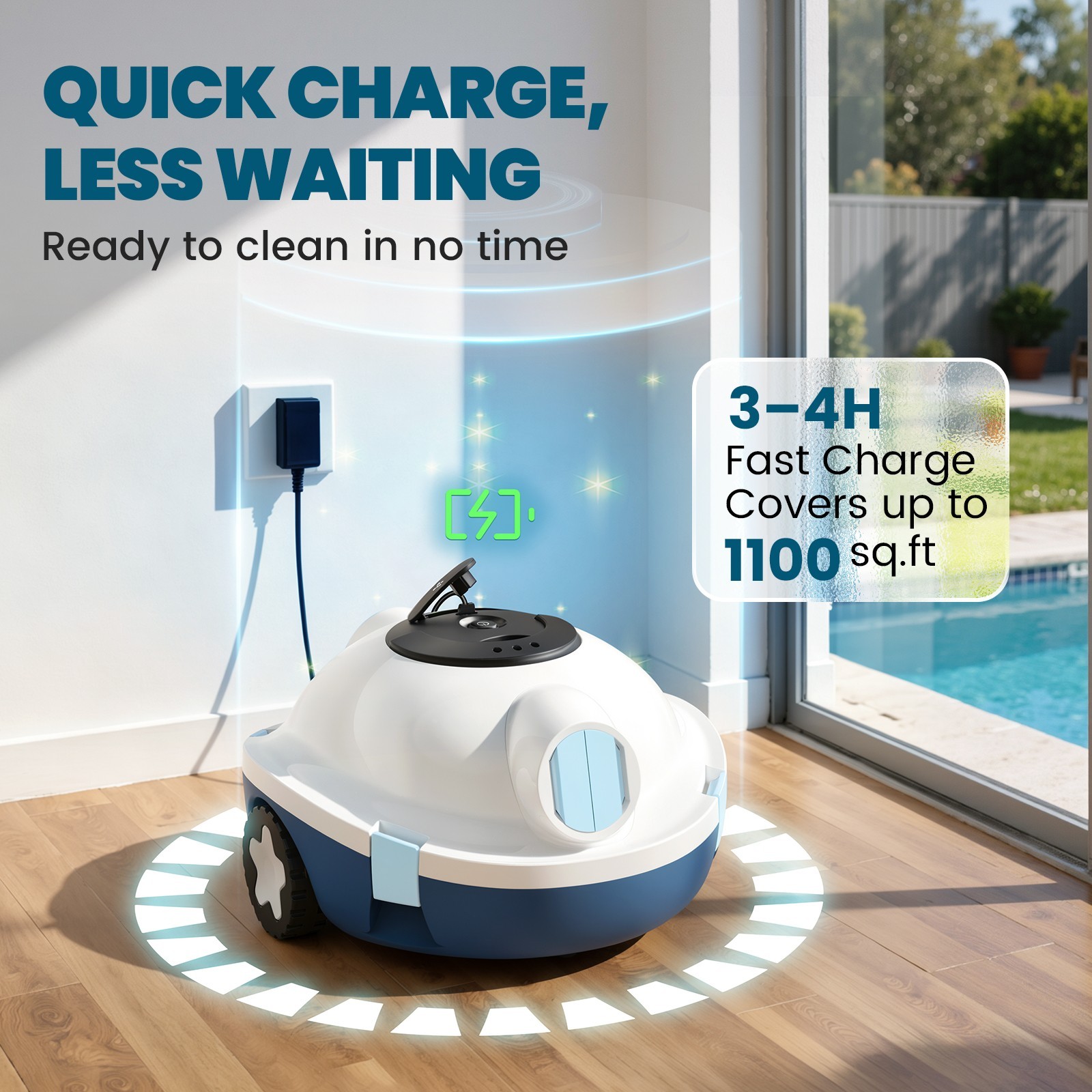 INSE Cordless Robotic Pool Cleaner, 120Mins Long Runtime, IPX8 Waterproof, Smart