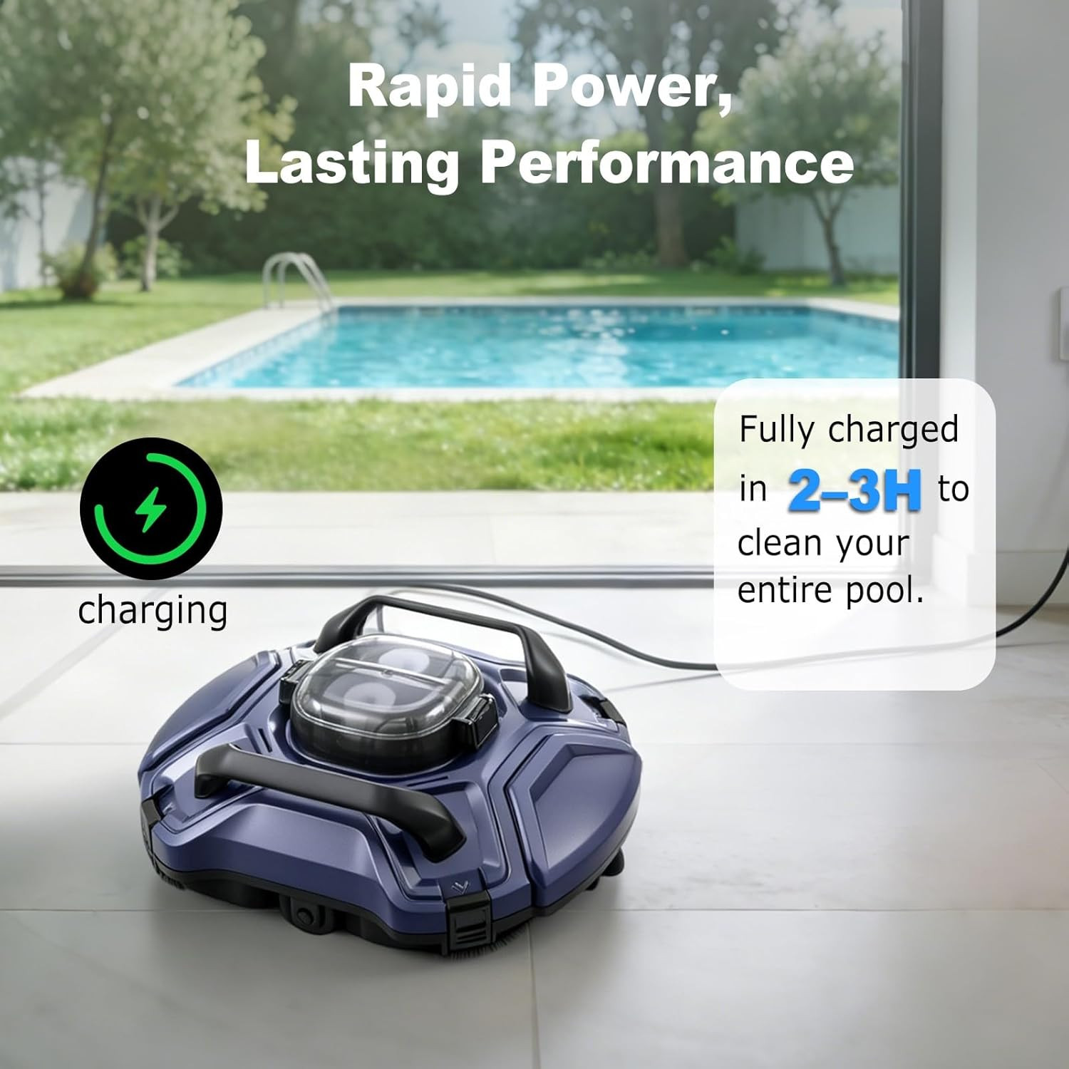Cordless Pool Vacuum for above Ground & Inground Pools, 120 Min Runtime Robotic