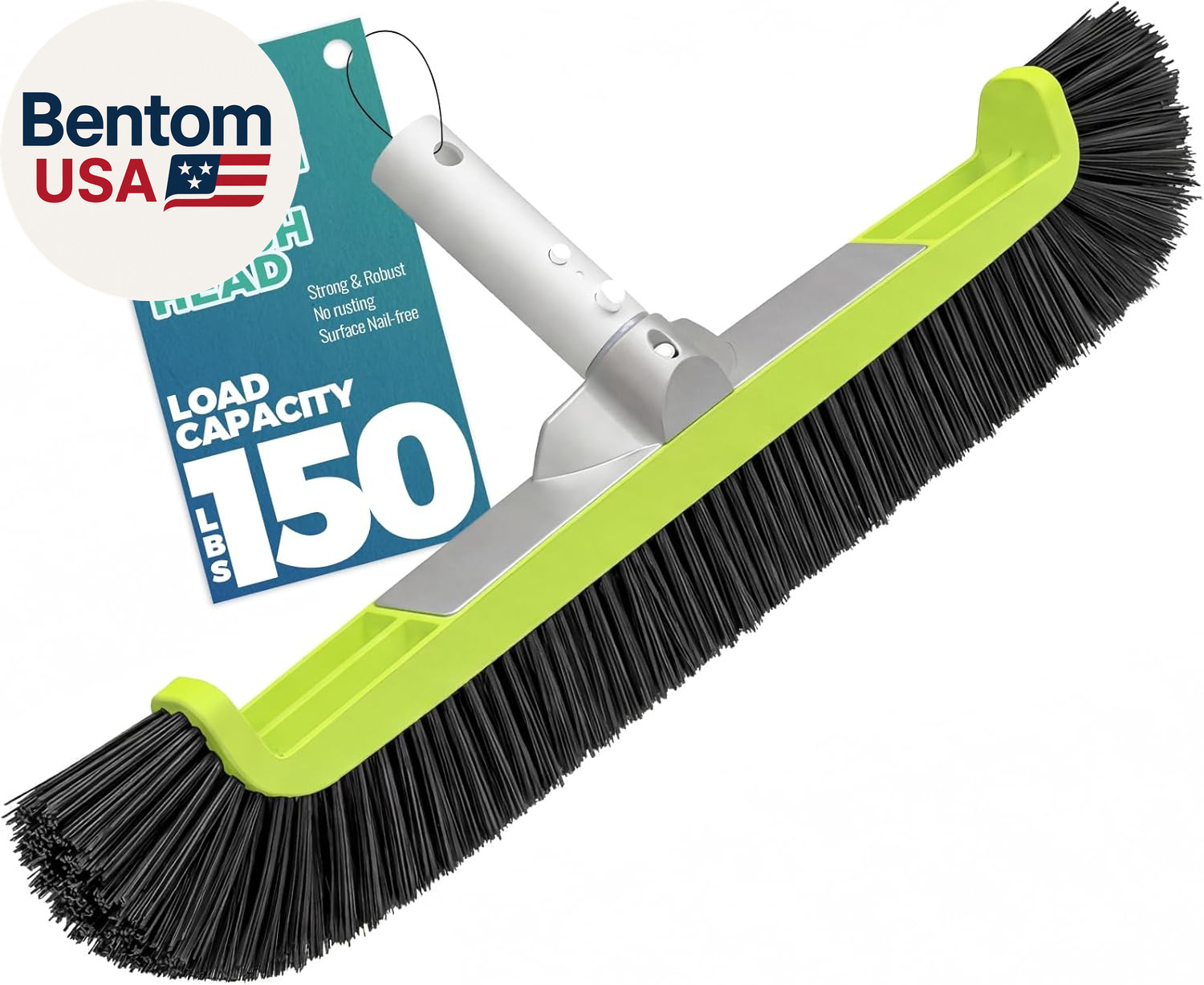 18&Prime; Pool Brush Head for Cleaning Swimming Pool Walls, Curved Ends High-Efficienc
